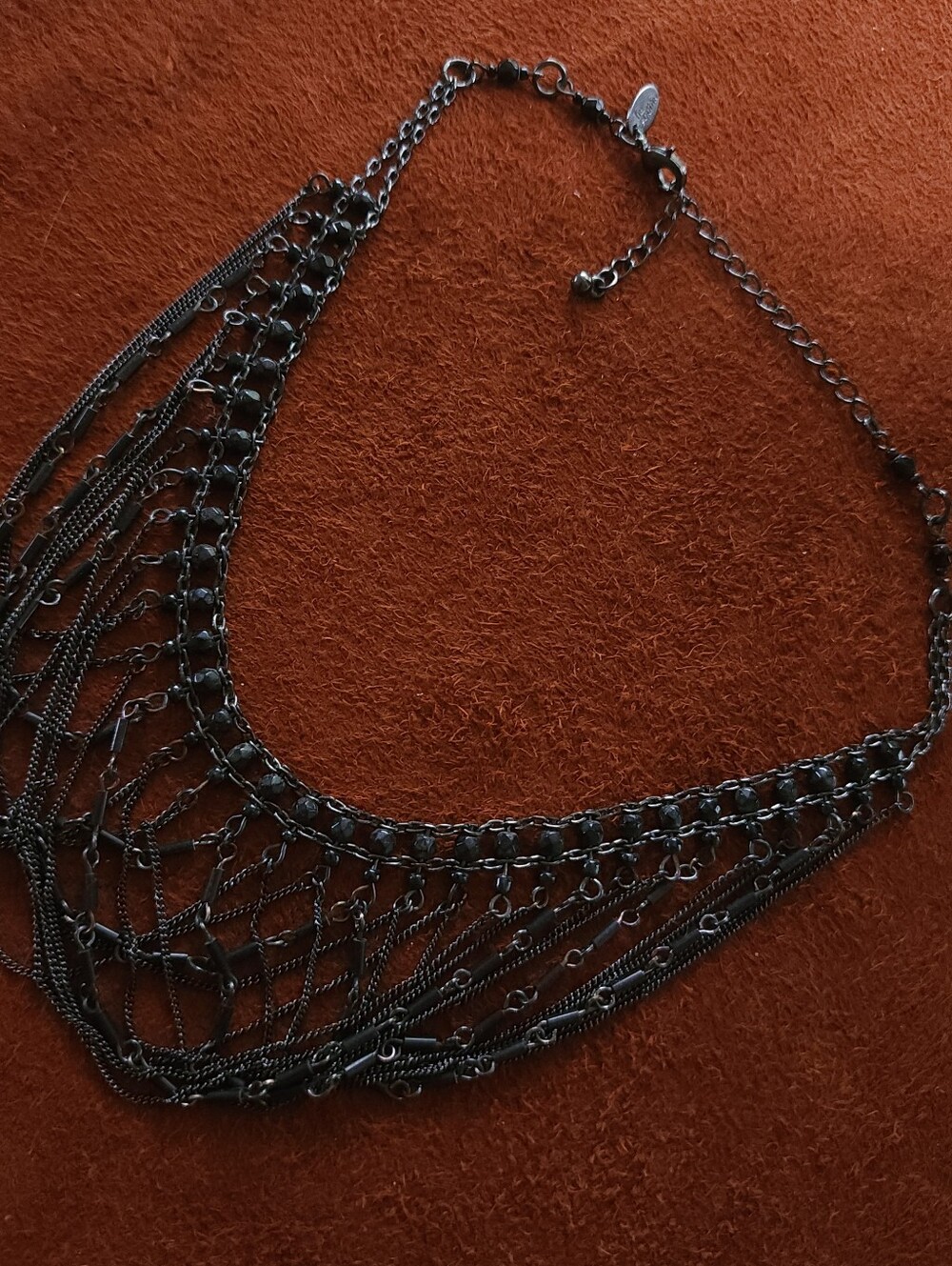 Lia Sophia Gunmetal Multi-Strand Bib Necklace Fairy Goth Y2K